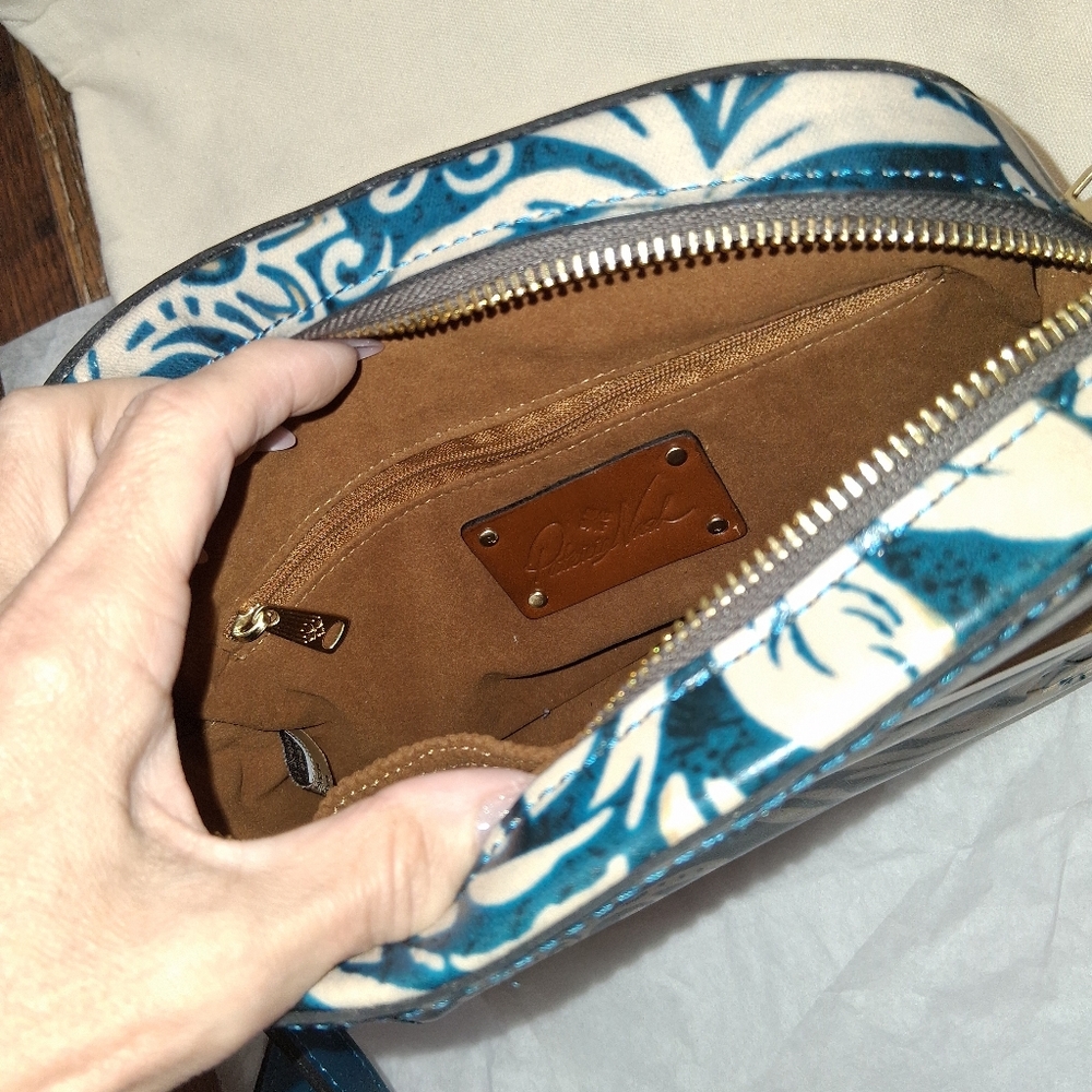 Patricia Nash Artemis Dome Leather Crossbody Bag Greek Floral - Picture 5 of 9